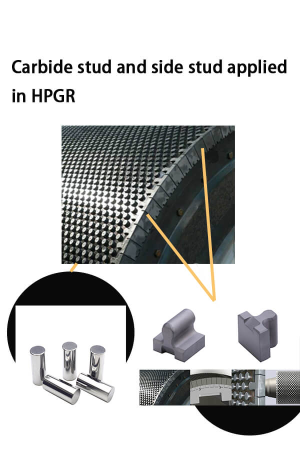 Carbide stud and side stud applied in high press grinding roller