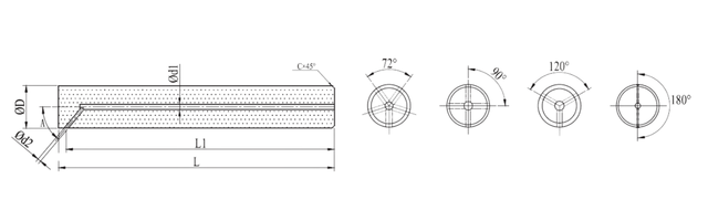 Milling Cutter Blanks With Lateral ExitAxial Coolant Channels, Ground-drawing